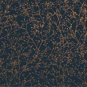 New 2 rolls Clarissa Hulse Gypsophila Midnight and Copper Wallpaper, Metallic